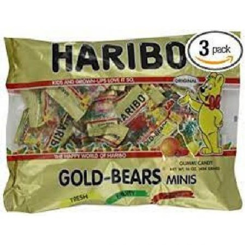 Haribo Minis Goldbears Confectionery Gummy Candy, 16 Ounce, 12 Per Case